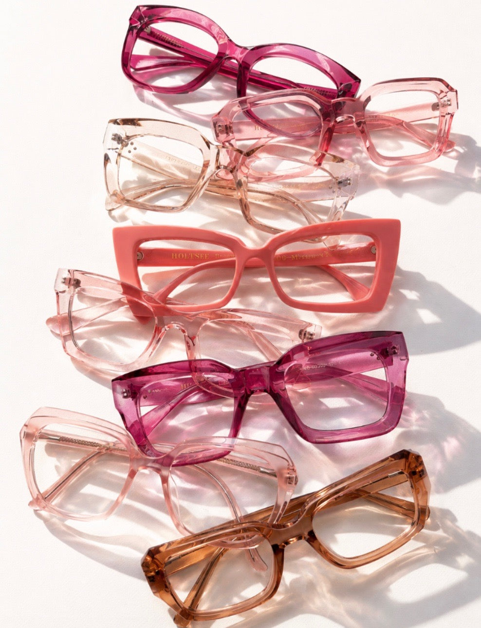 Overhead view of colourful Holtsee frames